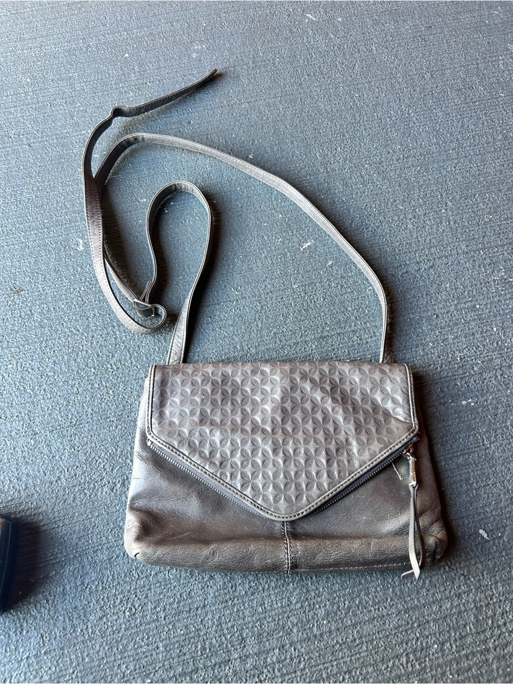 HOBO Dark Brown Textured Flap Leather Crossbody